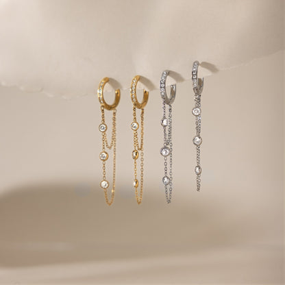 Modern Luxury Double Layer Station Chain Earrings
