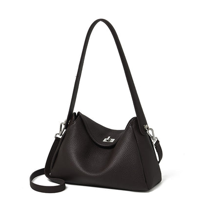 Nonchalant Lychee-Grain Genuine Leather Crossbody Hobo Bag