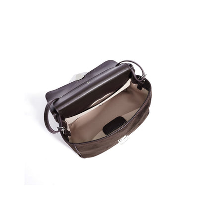 Elegant Suede Genuine Leather Flap Clutch Bag