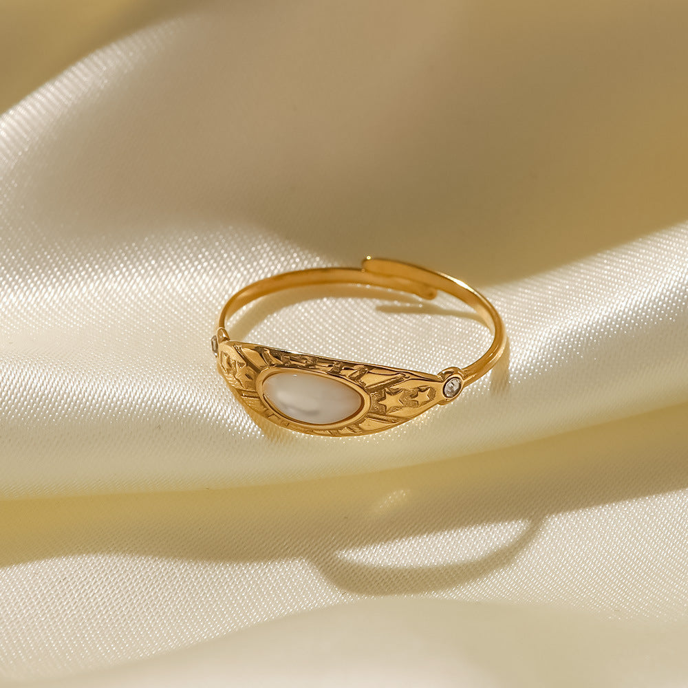 Anillo retro de acero inoxidable francés