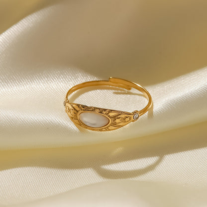 Anillo retro de acero inoxidable francés