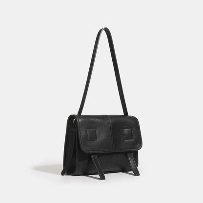 Minimalist Texture Flap Genuine Leather Shoulder Messenger Bag
