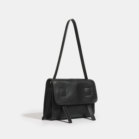 Minimalist Texture Flap Genuine Leather Shoulder Messenger Bag