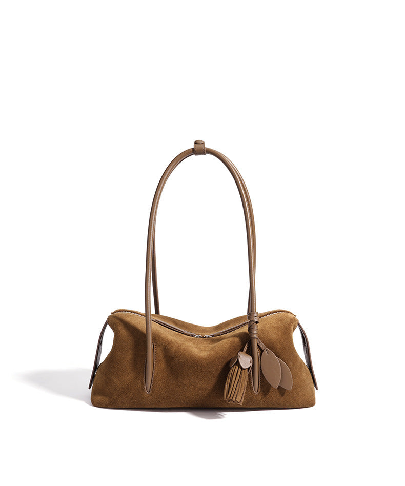 Chic Matte Genuine Leather Baguette Clutch Bag