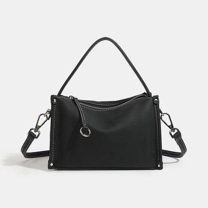 Clean-lined Pebbled Genuine Leather Crossbody Clutch Bag