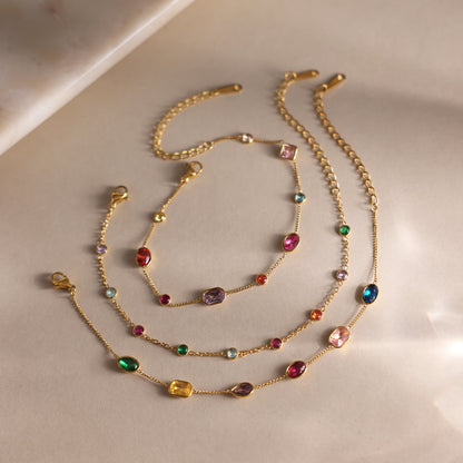 Chromatic Gradient Geometric Luminary Stacking Bracelet