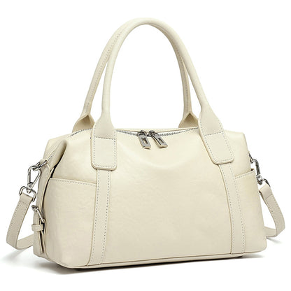 Effortless Genuine Leather Commuter Boston Clutch Bag