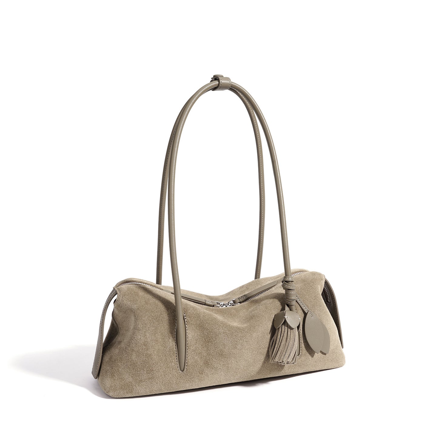 Chic Matte Genuine Leather Baguette Clutch Bag