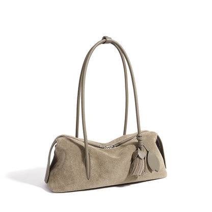 Chic Matte Genuine Leather Baguette Clutch Bag