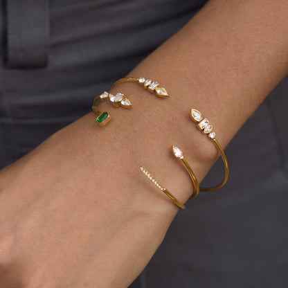 Geometric Silhouette Sculptural Open Cuff Stacking Bracelet