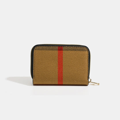 Vintage Tartan Style Canvas Zipper Card Wallet