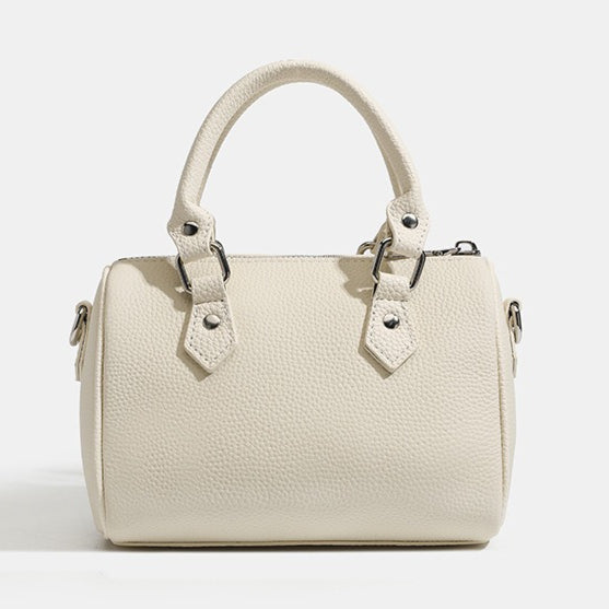 Retro Luxury Pebbled Genuine Leather Boston Clutch Bag