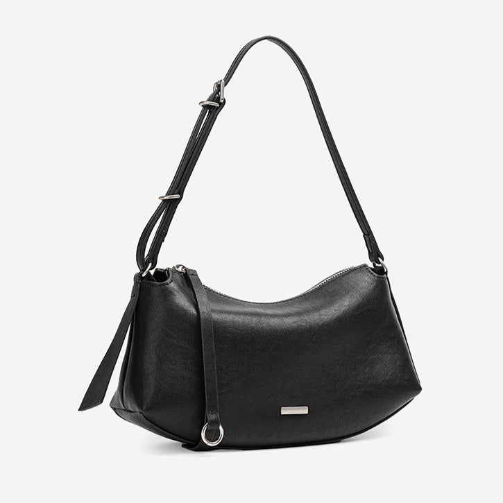 Elegant Genuine Leather Crescent Clutch Bag