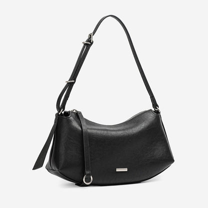 Elegant Genuine Leather Crescent Clutch Bag