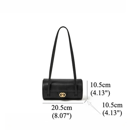 Nostalgic Caviar Genuine Leather Baguette Tube Clutch Bag