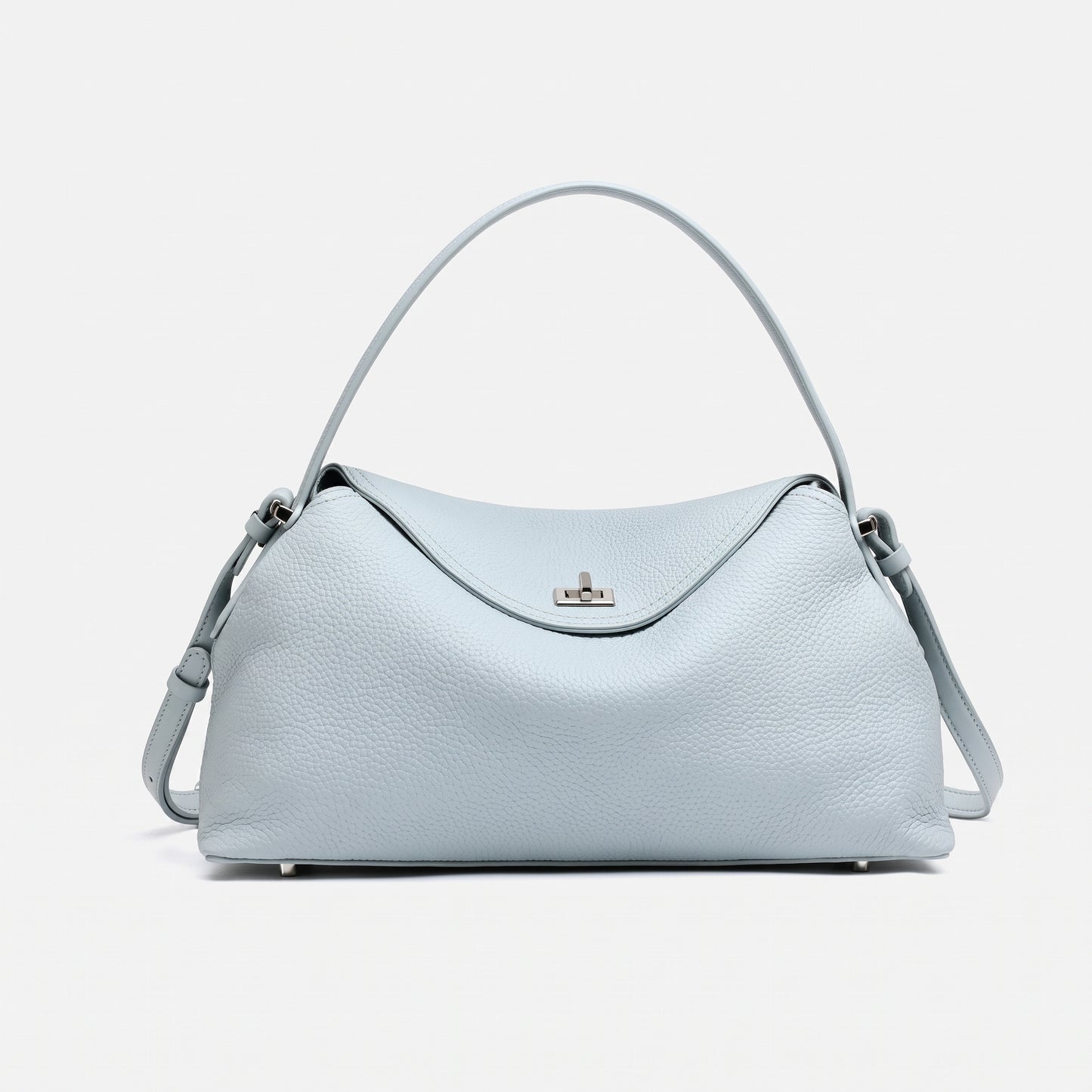 Slouchy Pebbled Genuine Leather Pillow Flip Clutch Bag