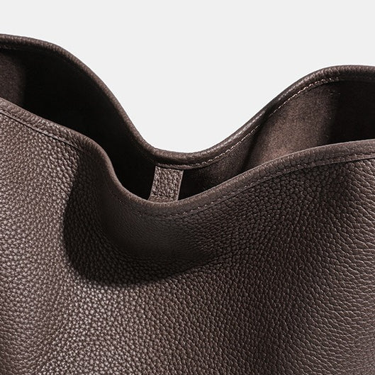 Timeless Large Capacity Soft Genuine Leather Bucket Shoulder Bag