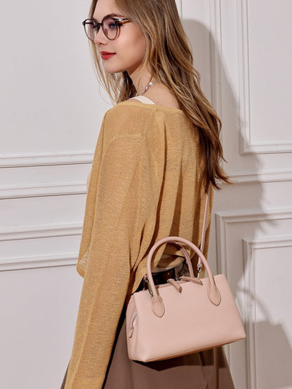 Antique Pebbled Genuine Leather Mini Tote Clutch Bag