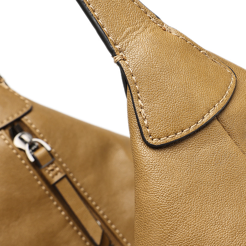 Supple Slouchy Genuine Leather Crescent Hobo Clutch Bag