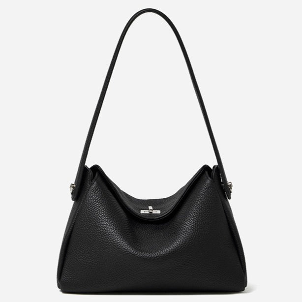 Nonchalant Lychee-Grain Genuine Leather Crossbody Hobo Bag