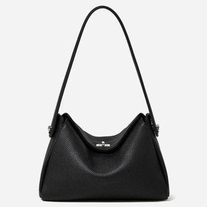 Nonchalant Lychee-Grain Genuine Leather Crossbody Hobo Bag