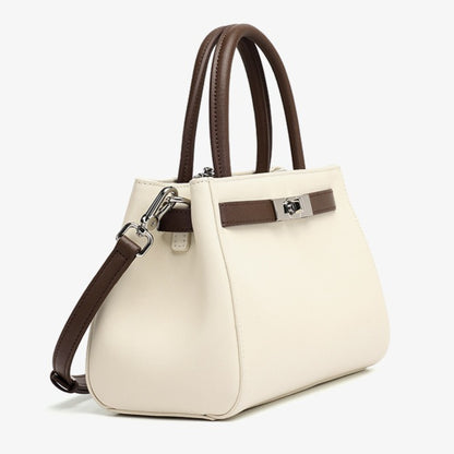 Textured Genuine Leather Kelly Satchel Elegant Crossbody Bag