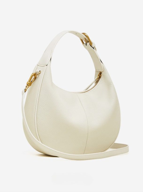 Modern Half-Moon Genuine Leather Bag - Versatile 2-Way Carry Pebbled Hobo