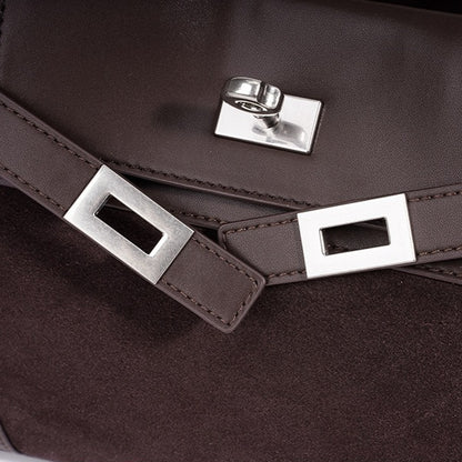 Slouchy Suede Genuine Leather Clutch Bag