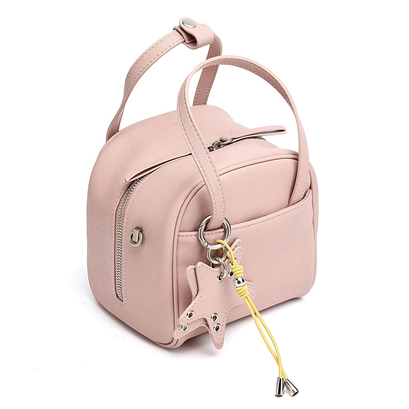 Geantă clutch Boston mini, mică și șic, din piele naturală, cu accesoriu jucăuș în formă de stea