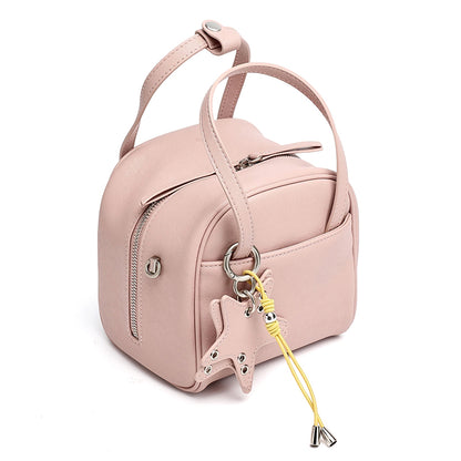 Geantă clutch Boston mini, mică și șic, din piele naturală, cu accesoriu jucăuș în formă de stea