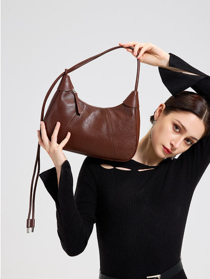 Women's Sable Crescent Genuine Leather Hobo Bag