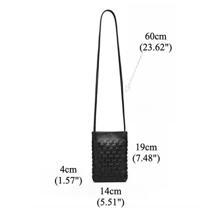 Mellow Sheepskin Leather Mini Woven Phone Clutch Bag