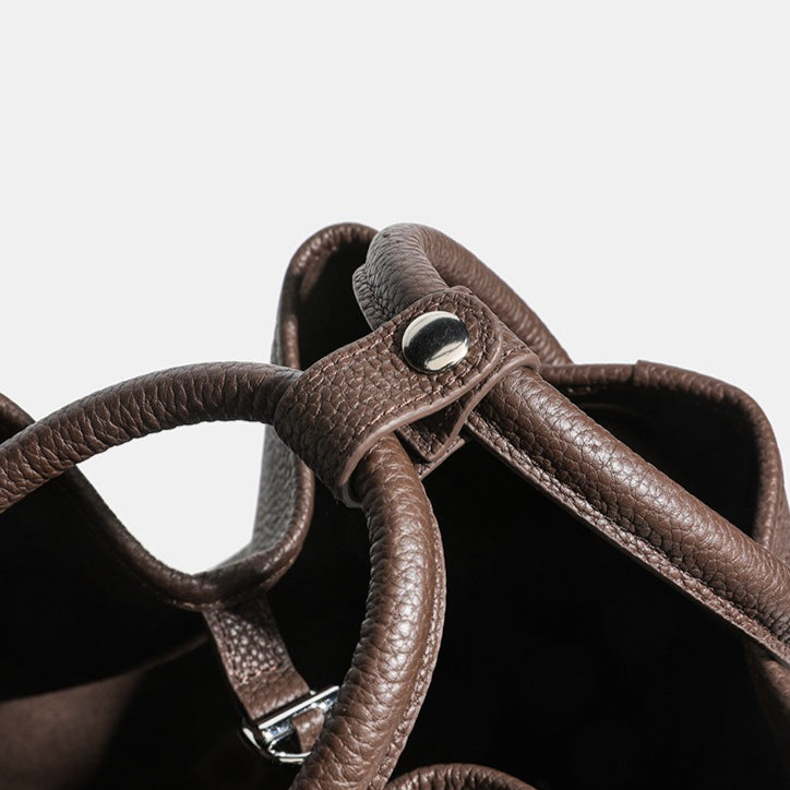 Timeless Large Capacity Soft Genuine Leather Bucket Shoulder Bag
