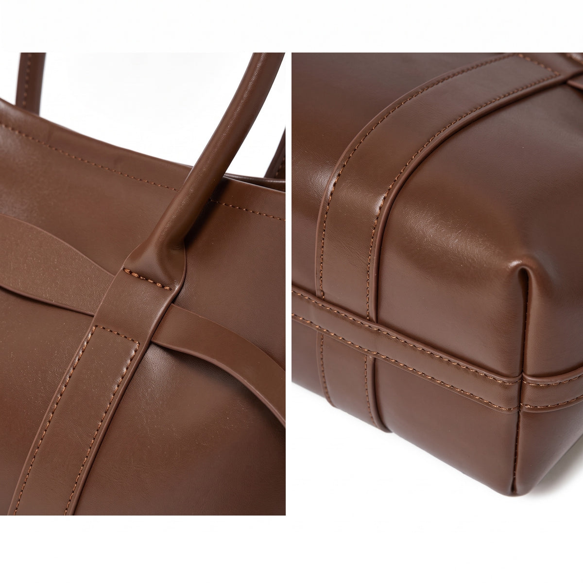 Ampia borsa tote a tracolla in pelle bovina semplice di lusso italiano