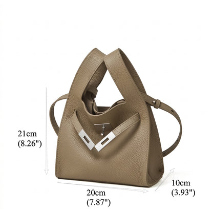 Borsa classica a secchiello chic in vera pelle per tutti i giorni, a tracolla