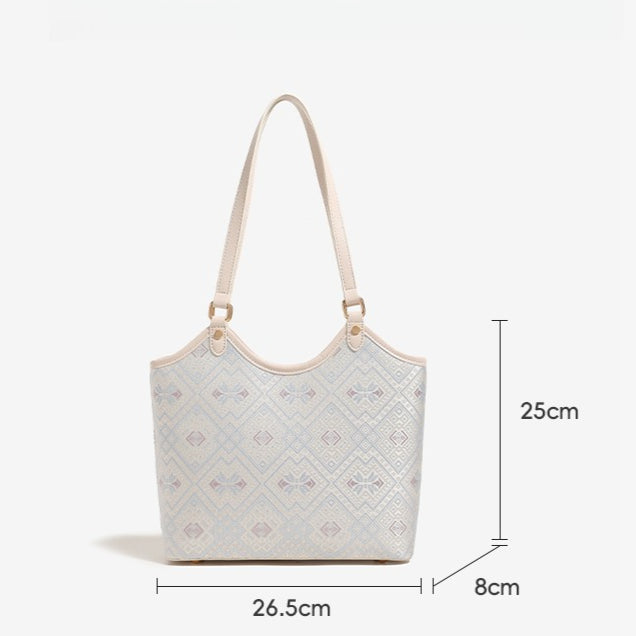 Intricate Butterfly Brocade Vegan Eco-Leather Tote Clutch Bag