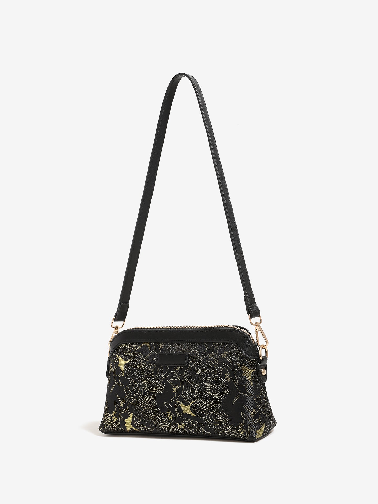 Opulent Crane Pattern Vegan Eco-Leather Clutch Bag