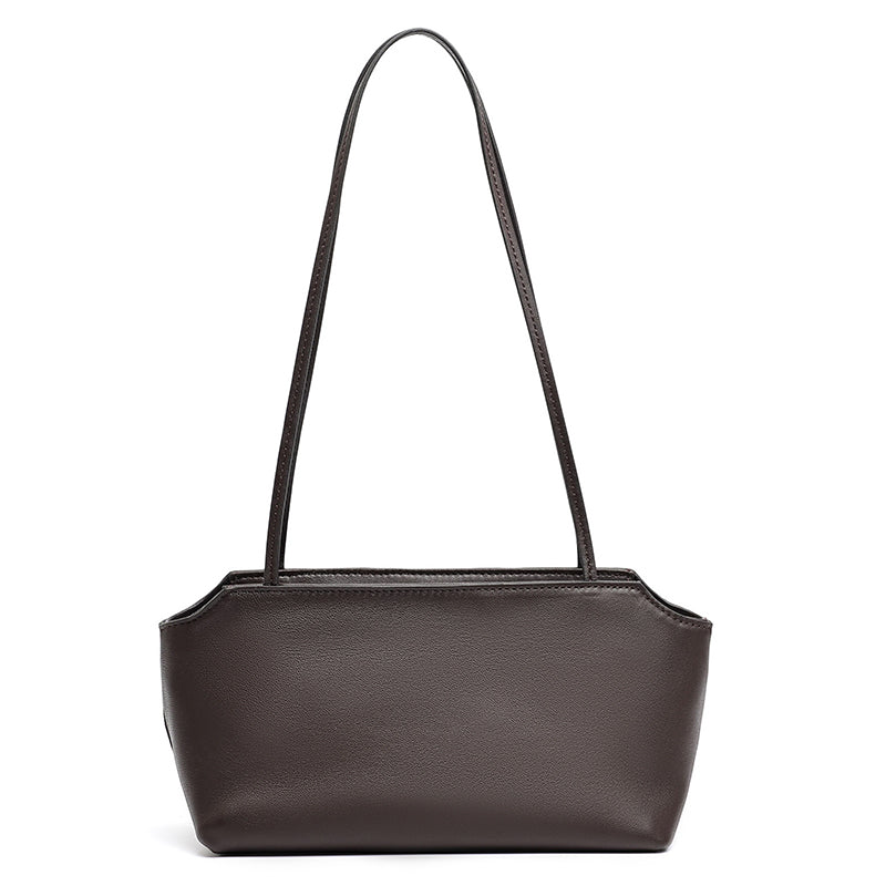 Minimalist Genuine Lambskin Leather Baguette Clutch Bag