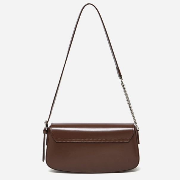 Minimalist Vintage Genuine Leather Baguette Saddle Bag