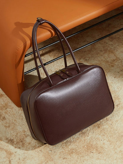 Women's Large Smooth Genuine Leather Bag - Versatile 2-Way Carry Office Work Tote