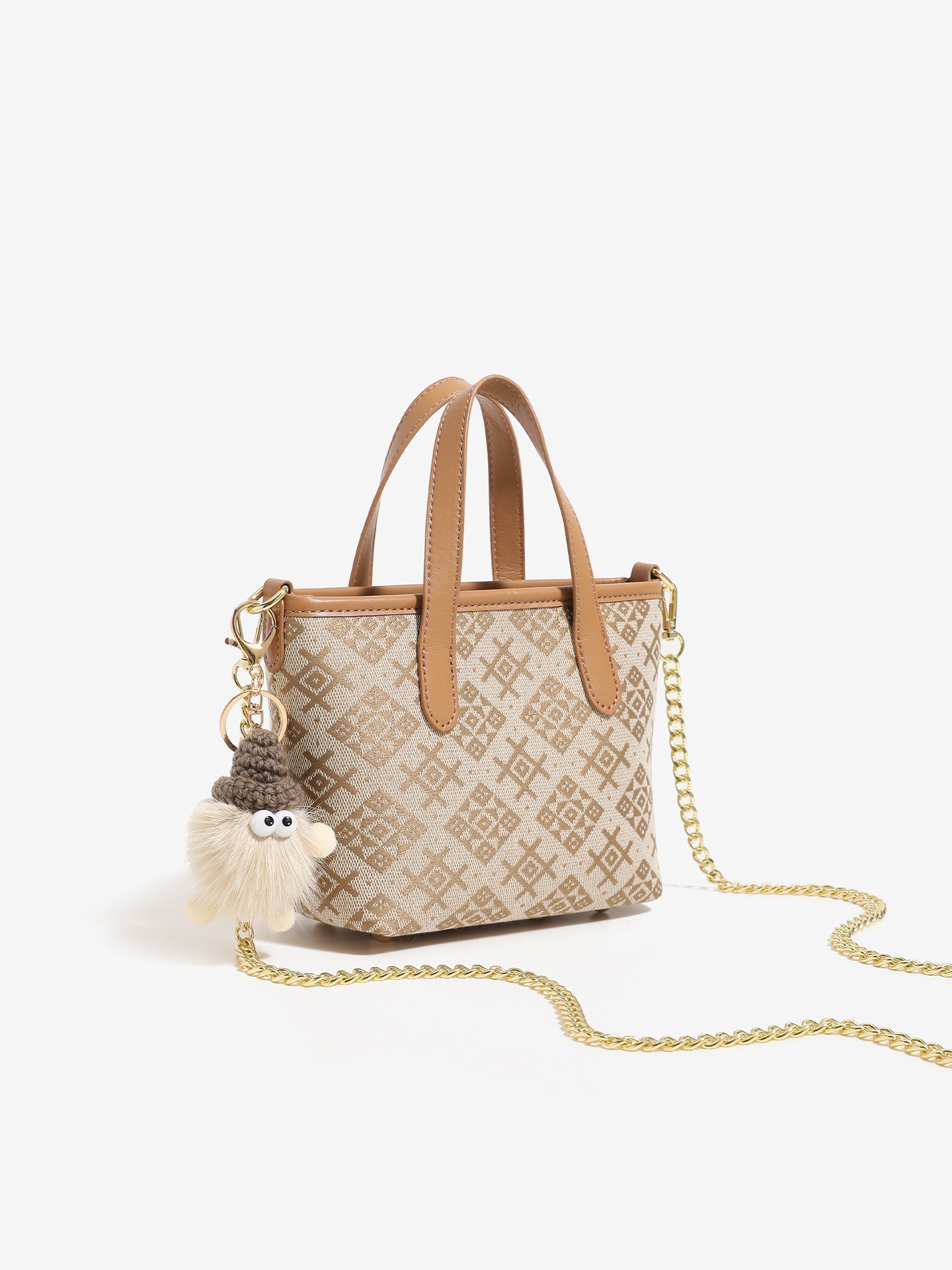 Ornate Monogram Vegan Eco-Leather Mini Tote Clutch Bag