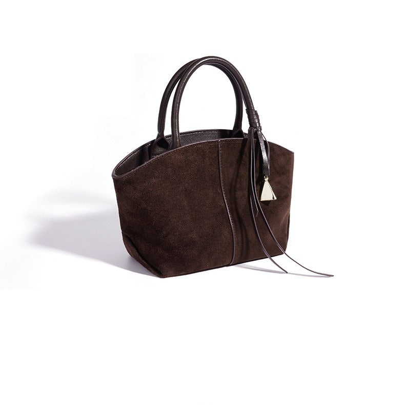 Minimalist Suede Genuine Leather Trapezoidal Clutch Bag