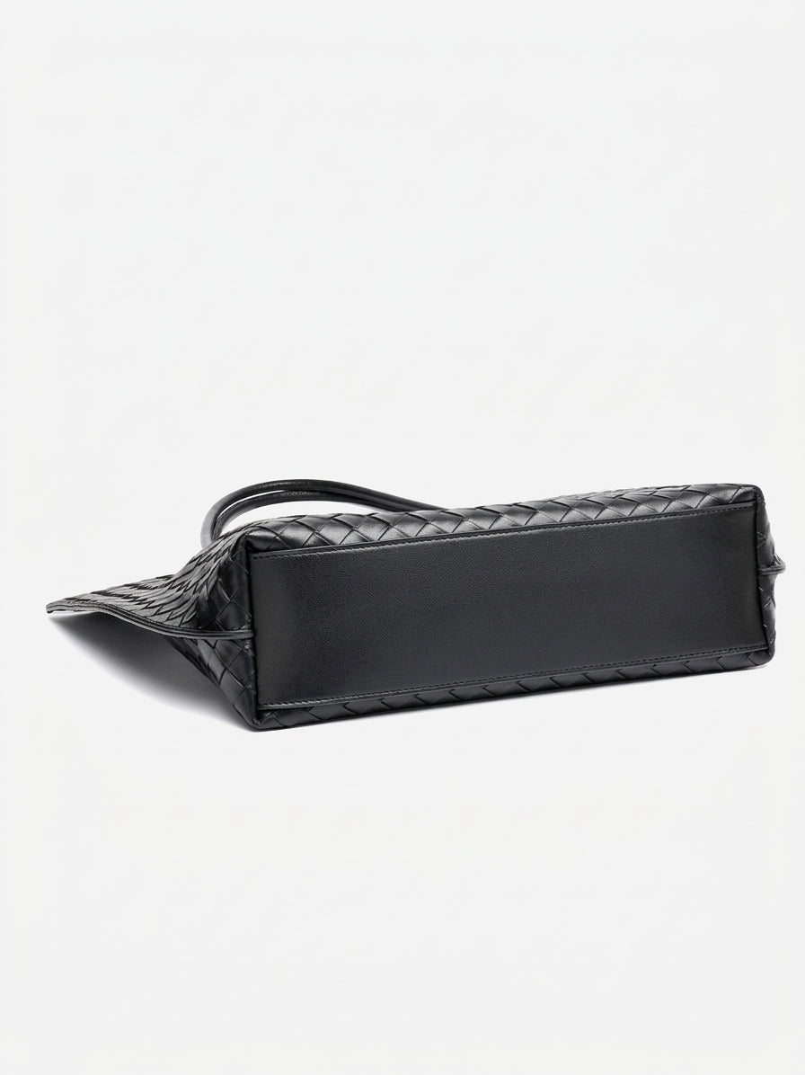 Minimalist Woven Genuine Leather Spacious Tote Clutch Bag