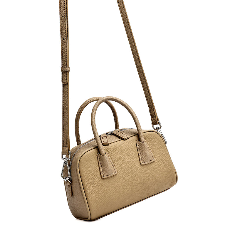 Mini borsa Boston pochette imbottita in vera pelle martellata