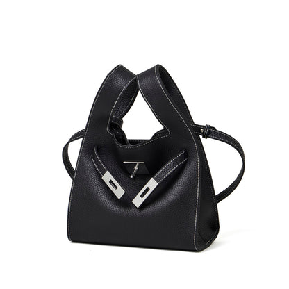 Borsa classica a secchiello chic in vera pelle per tutti i giorni, a tracolla