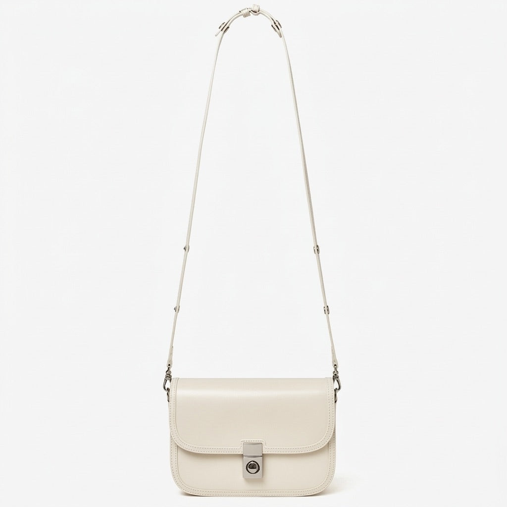 Borsa vintage a spalla e messenger in vera pelle liscia di vacchetta