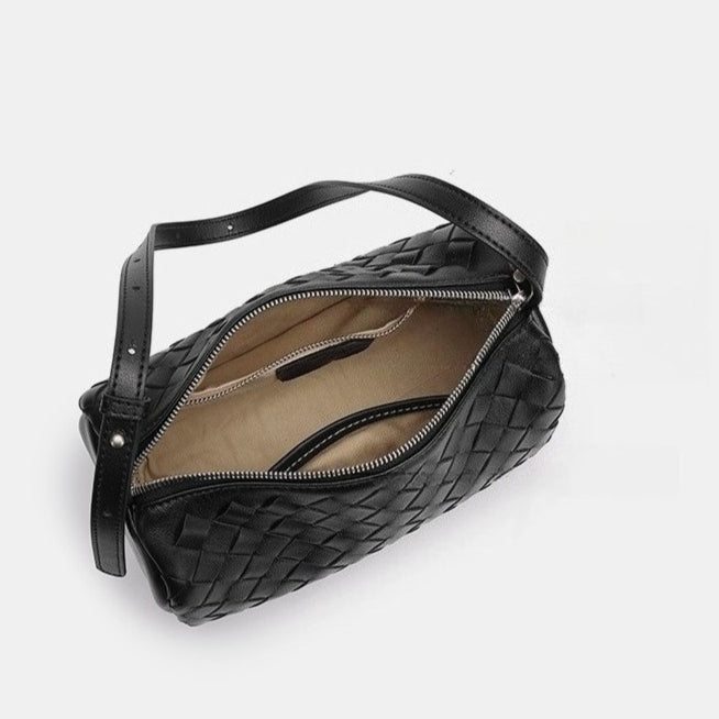 Minimalist Woven Genuine Sheepskin Baguette Clutch Bag