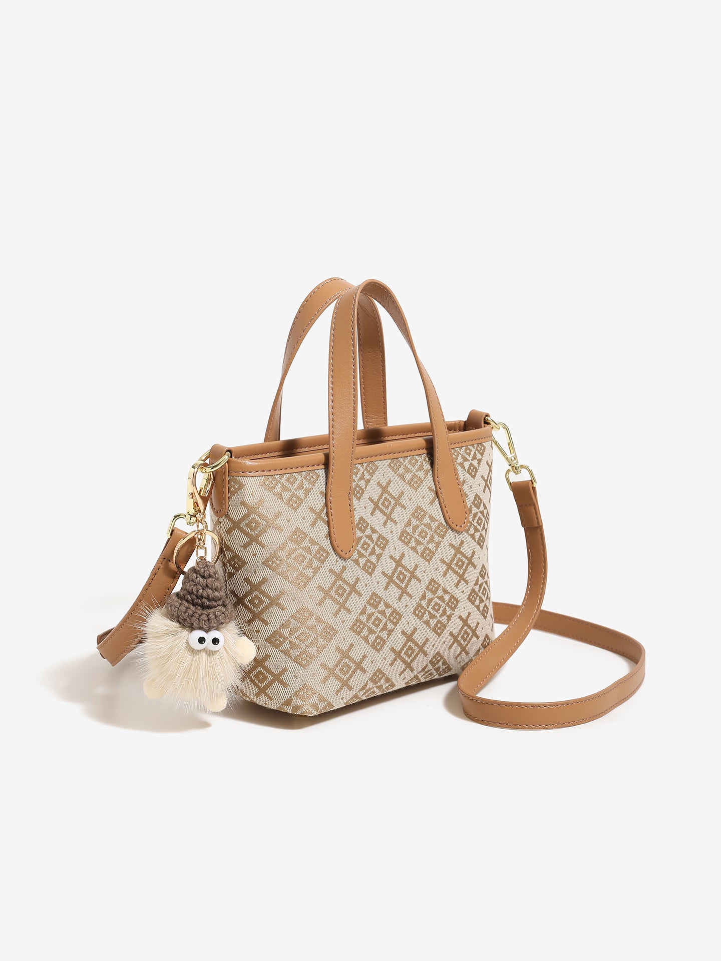 Ornate Monogram Vegan Eco-Leather Mini Tote Clutch Bag