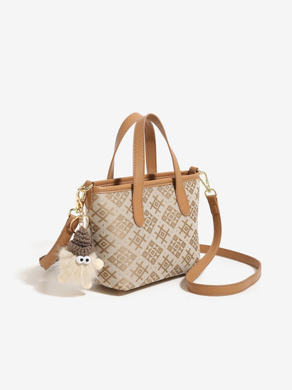 Ornate Monogram Vegan Eco-Leather Mini Tote Clutch Bag