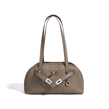 Vibrant Genuine Leather Large Capacity Half-Moon Clutch Bag